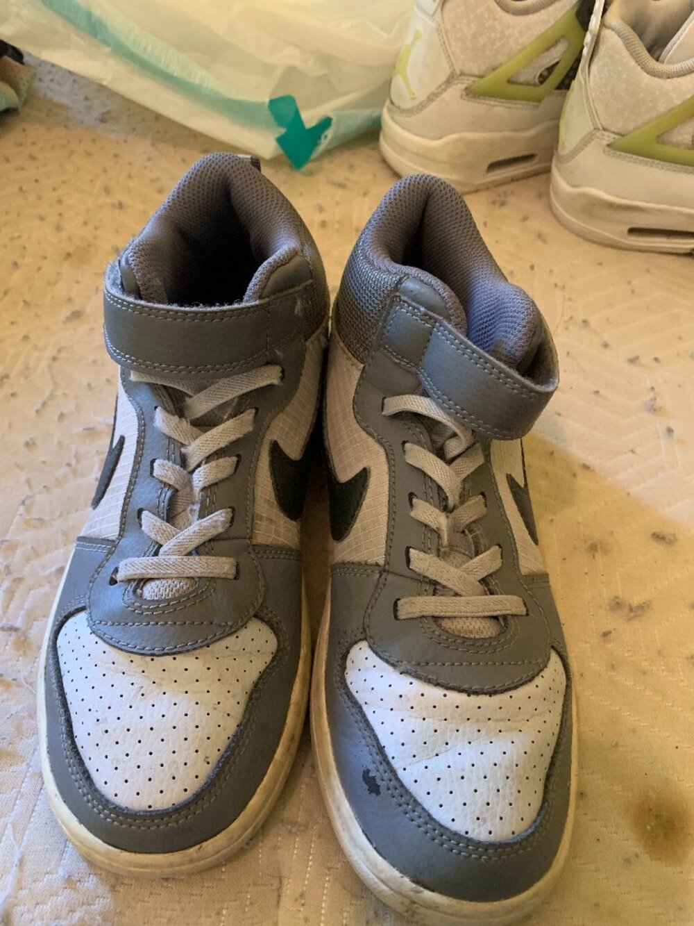 Nike Court Borough Mid Kids' Sneakers - Size 3Y - Gray/White/Black